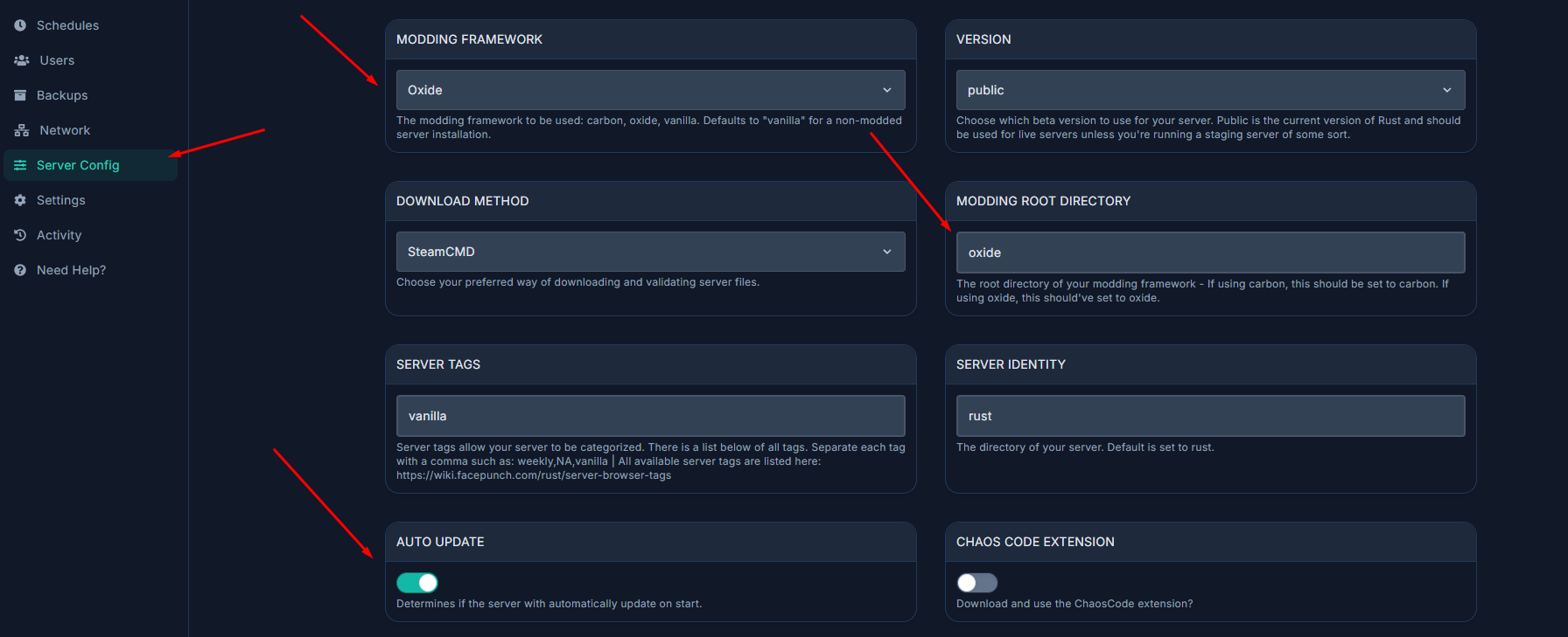 Selecting Oxide from the Modding API dropdown