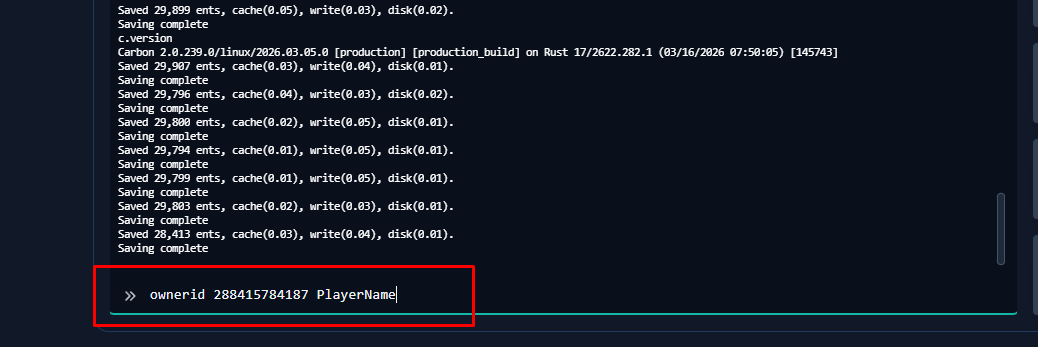 Adding an owner using the ownerid command in the console