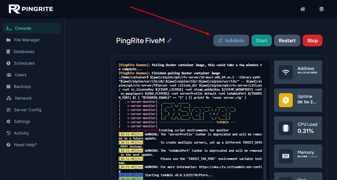 Launching txAdmin from your FiveM or RedM server