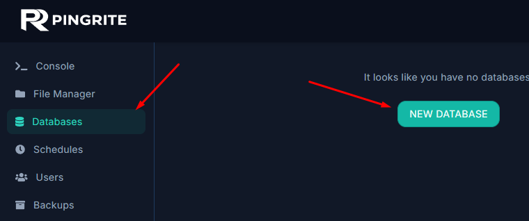 FXServer with the database button highlighted