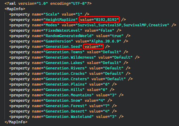 HeightMapSize field in the 7 Days to Die config file