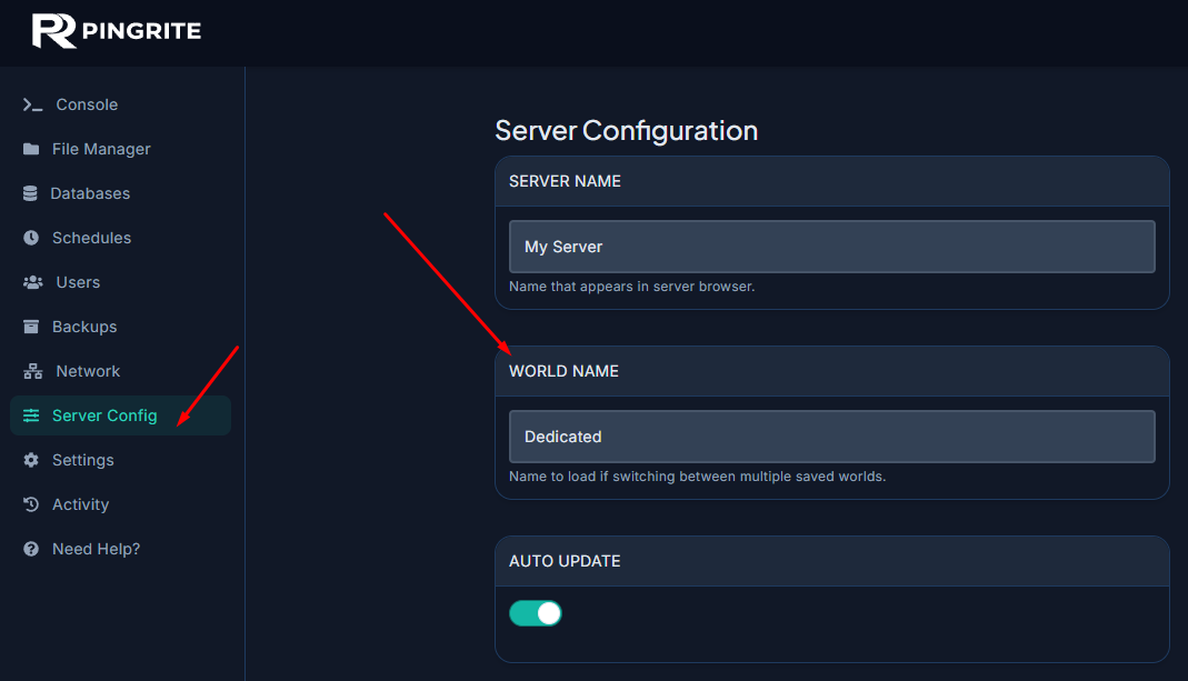 Setting the world name in the Valheim server config